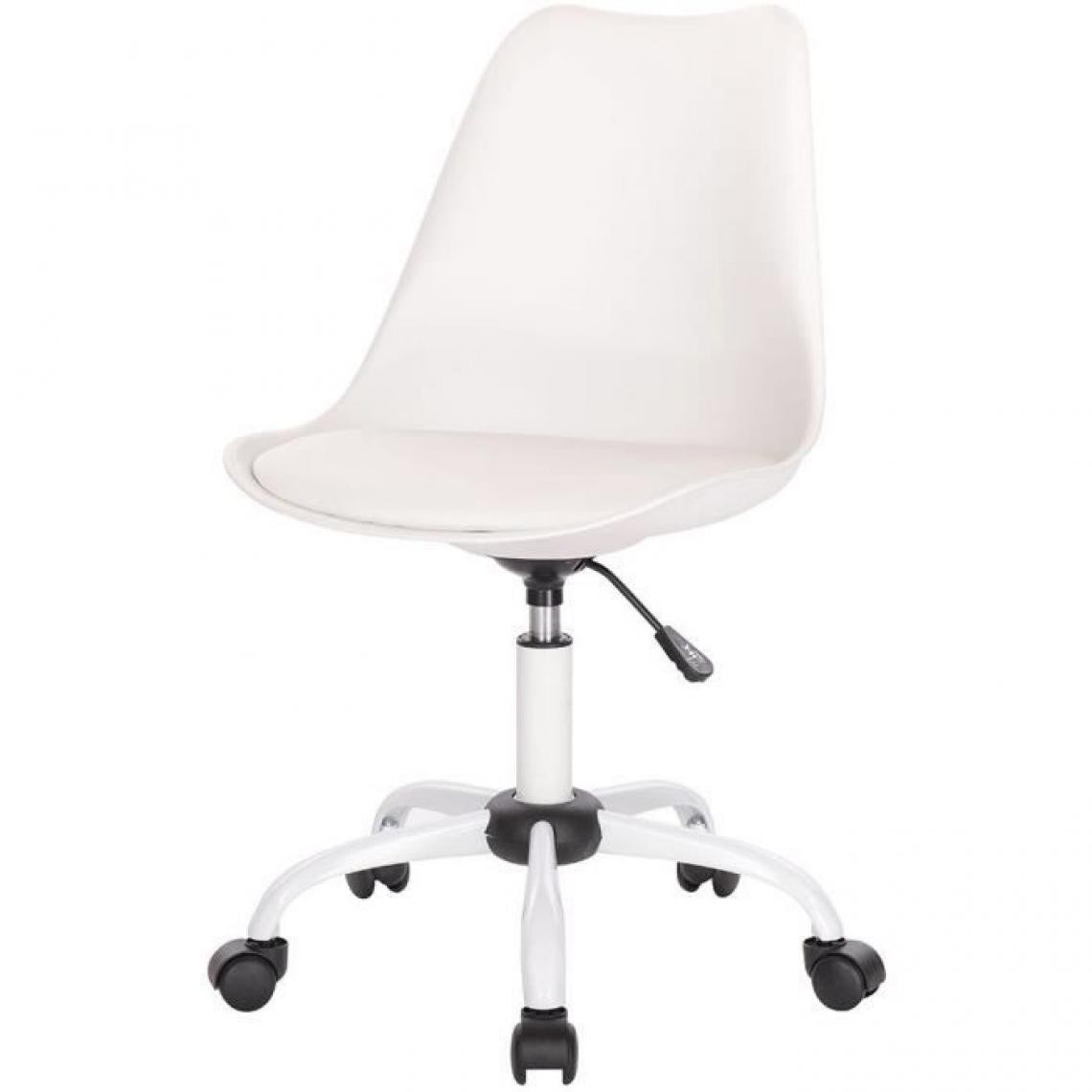 Cstore - WINONA Chaise de bureau ajustable - Blanc - L 48 x P 54 x H 80 / 90 cm - Chaises