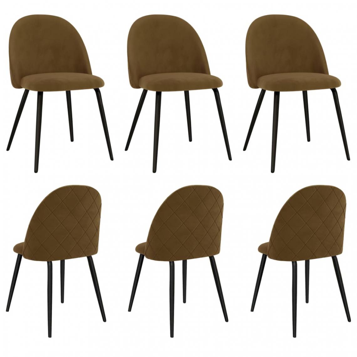 Icaverne - Moderne Fauteuils et chaises ligne Lomé Chaises de salle à manger 6 pcs Marron Tissu - Chaises
