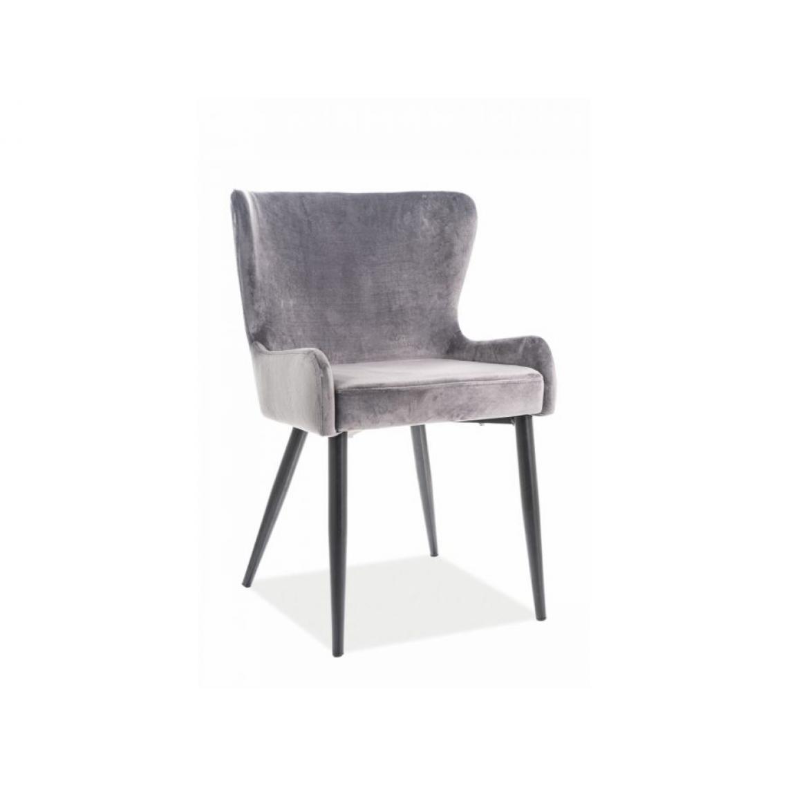Hucoco - PASSI | Chaise moderne style glamour salon bureau | Dimensions : 86x43x46 cm | Rembourrée en velours | Pieds en métal - gris - Chaises