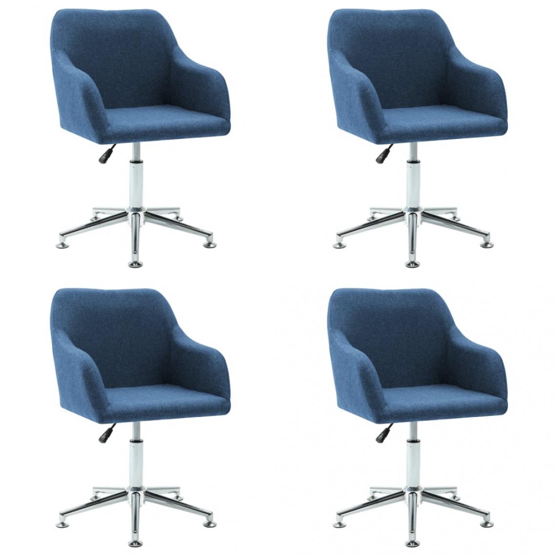 Decoshop26 - Lot de 4 chaises de salle à manger cuisine pivotantes bleu tissu CDS021877 - Chaises