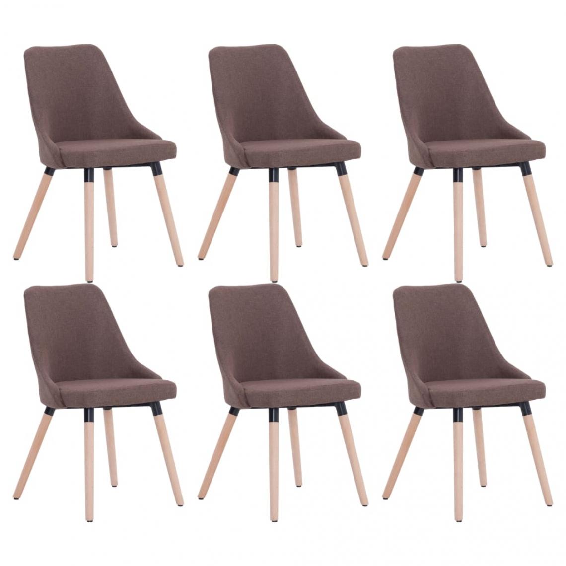 Decoshop26 - Lot de 6 chaises de salle à manger cuisine design moderne tissu marron CDS022632 - Chaises