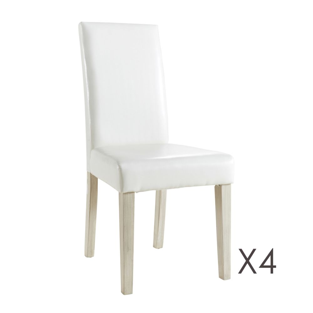 marque generique - Lot de 4 chaises de séjour coloris blanc - Chaises