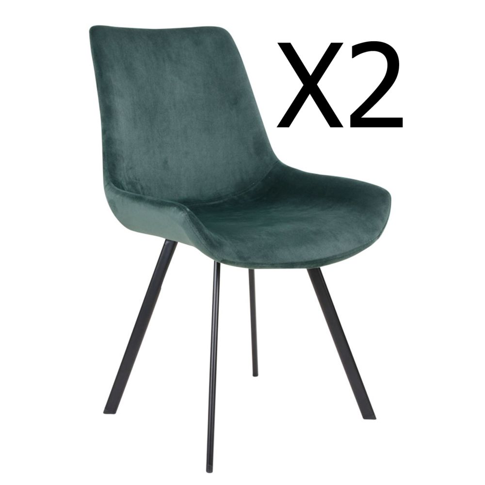 Pegane - Lot de 2 chaises de Salle à manger en Velours coloris Vert - Dim : 60 x 55 x 86,50 cm -PEGANE- - Chaises