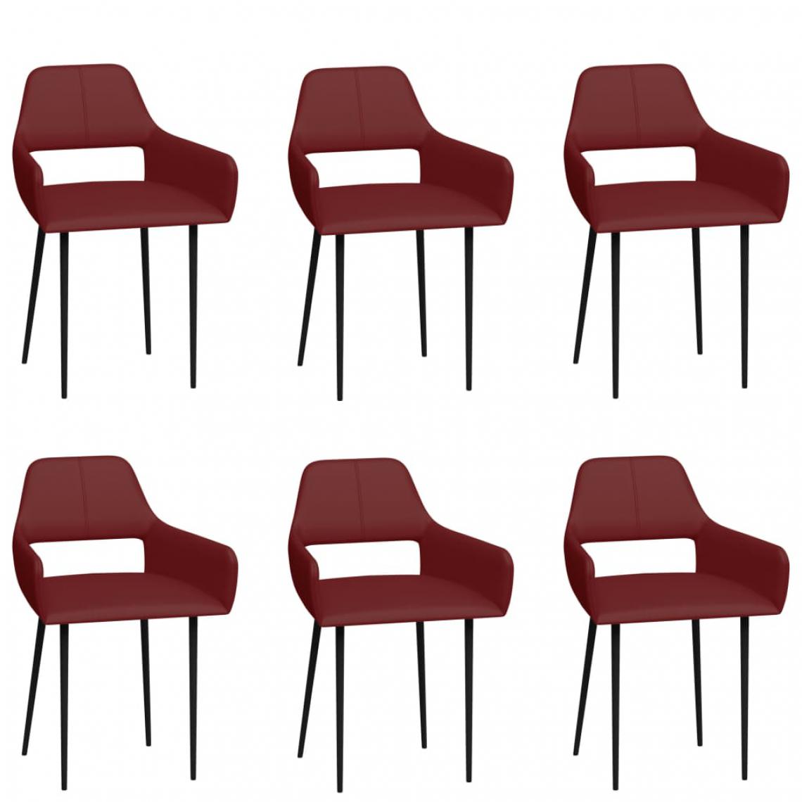 Icaverne - Admirable Fauteuils et chaises ligne Bucarest Chaises de salle à manger 6 pcs Rouge bordeaux Similicuir - Chaises