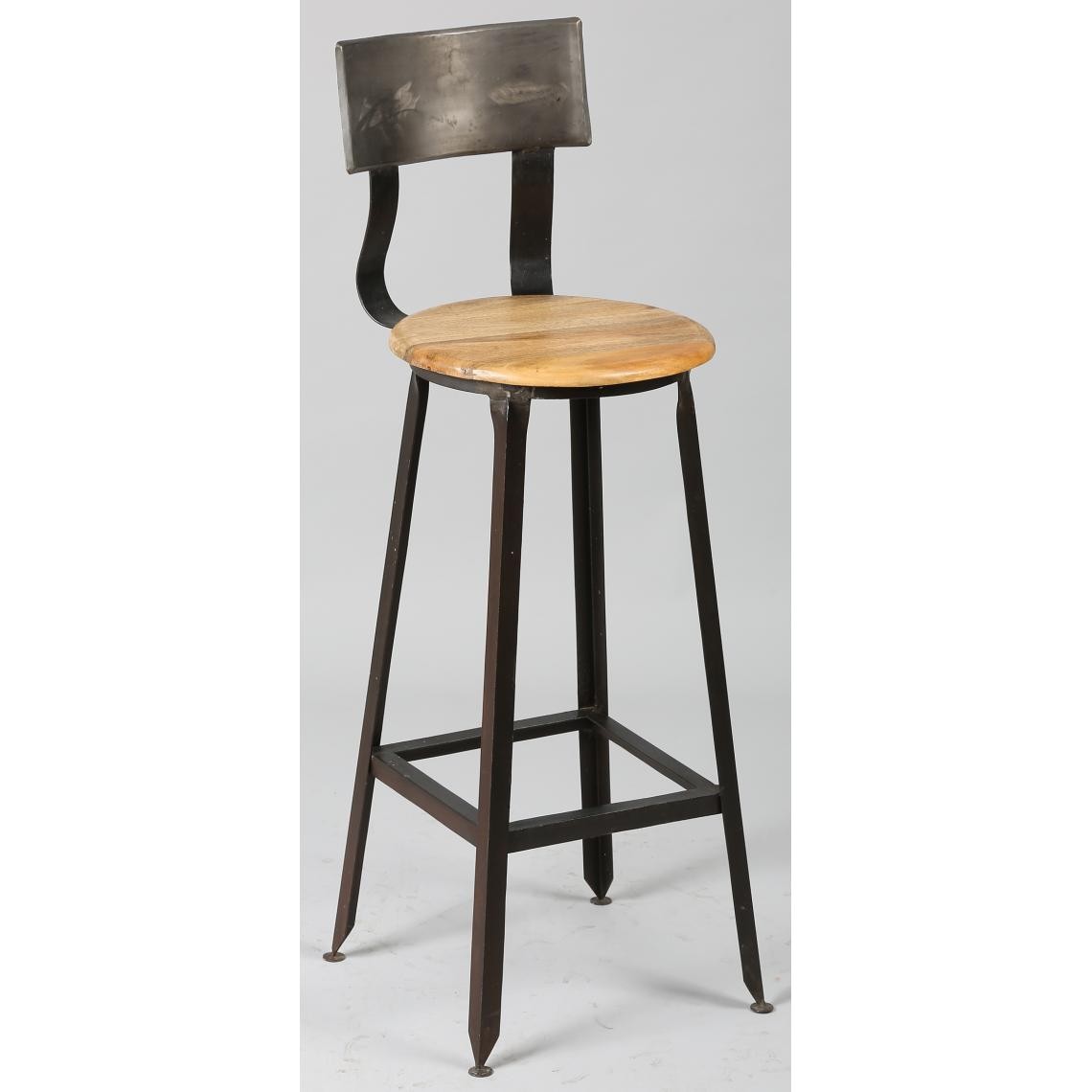 Pegane - Chaise de bar en acier avec assise en bois - Dim: Ht 1040 x Ht Ass 750 x L 345 x P 390 mm - Chaises