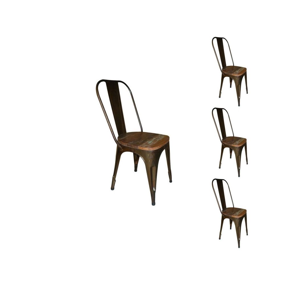 Dansmamaison - Quatuor de chaises Métal/Bois - BRAC - L 40 x l 39 x H 92 cm - Chaises