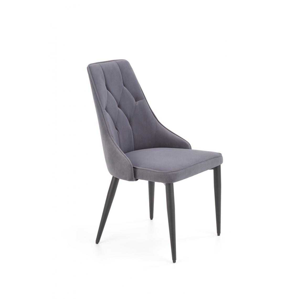 Hucoco - GULIO - Chaise rembourrée style moderne salon/chambre - 90x57x52 - Pieds en acier - Meuble de salle à manger - Gris - Chaises