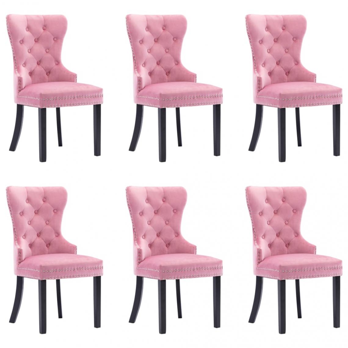 Decoshop26 - Lot de 6 chaises de salle à manger cuisine design classique velours rose CDS022788 - Chaises