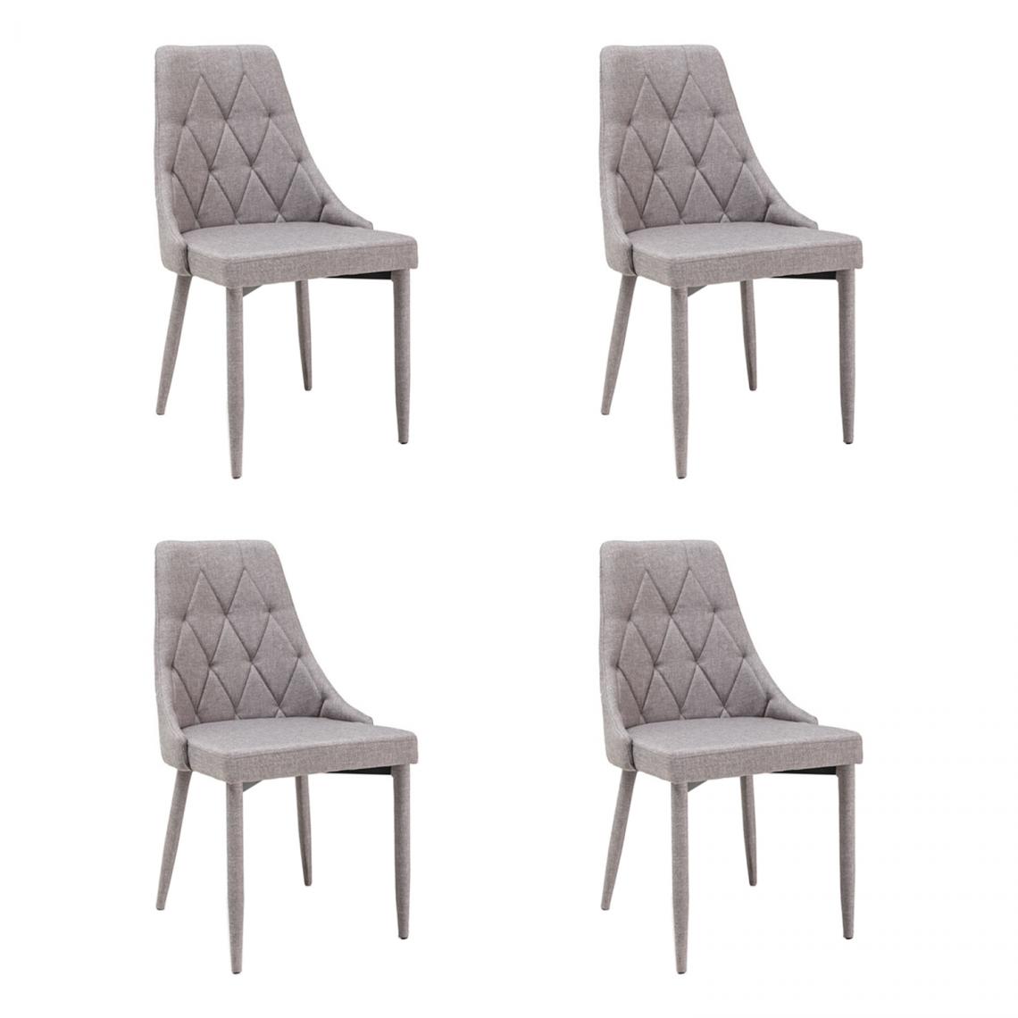Hucoco - TRIZ - Lot de 4 chaises - Style scandinave - 88x46x46 cm - Rembourré en tissu - Structure en métal - Gris - Chaises