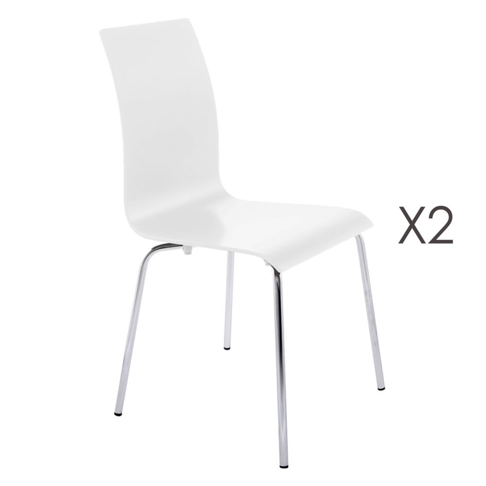 marque generique - Lot de 2 chaises design 41x48x88cm CLASSICO - blanc - Chaises