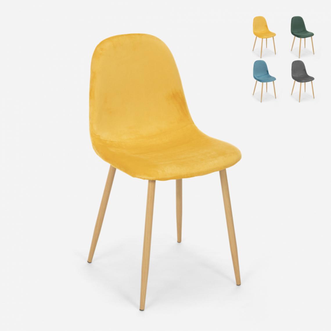 Ahd Amazing Home Design - Chaise design pieds nordiques bois tissu cuisine bar restaurant Salmon, Couleur: Jaune - Chaises
