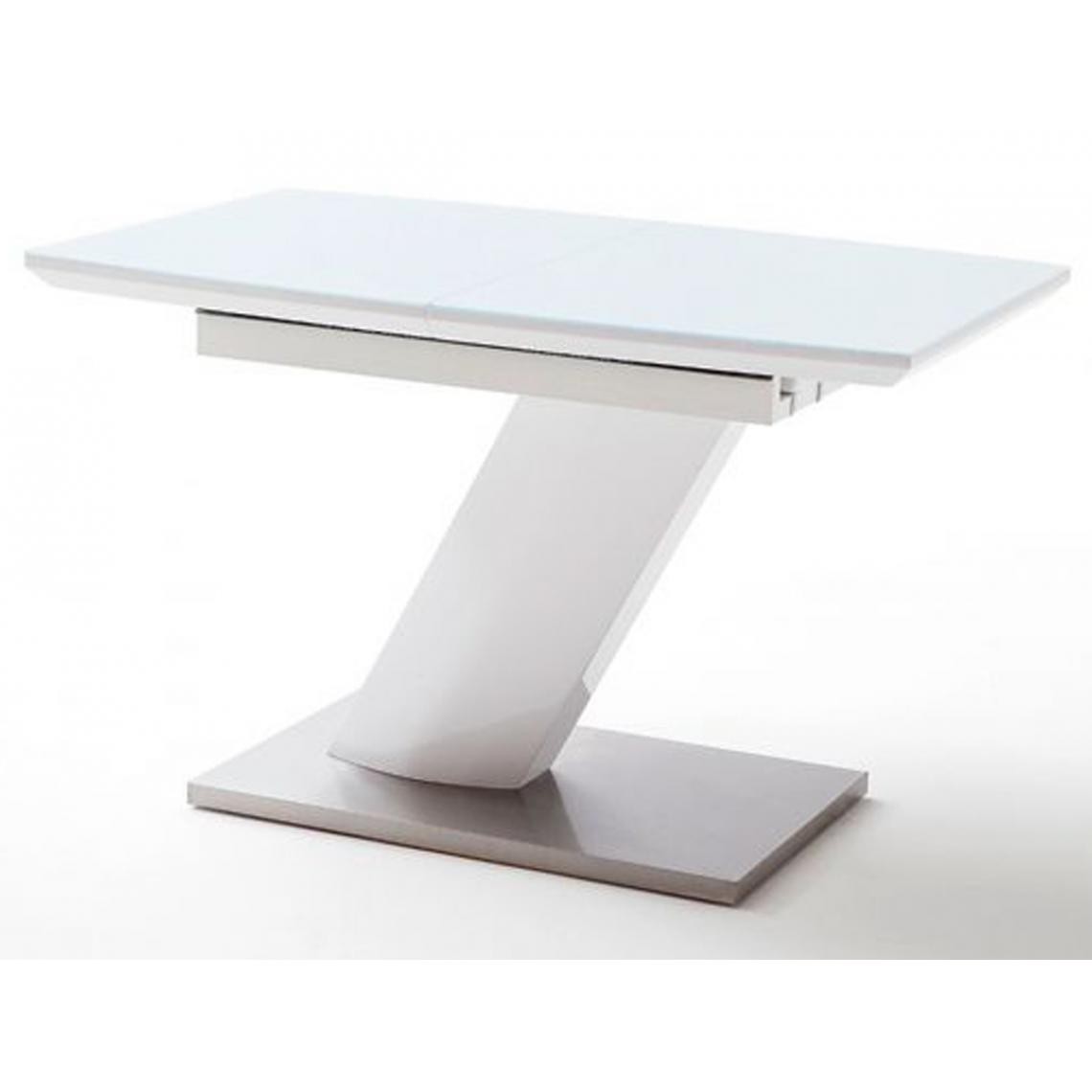 Pegane - Table extensible design coloris blanc brillant - L.120-160 x H.76 x P.80 cm - Tables à manger