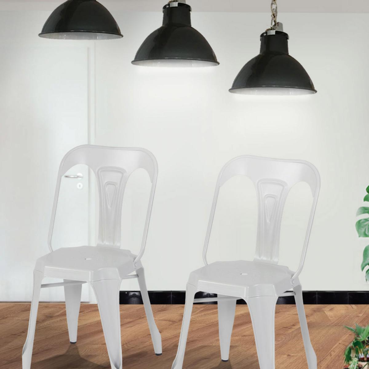 Concept Usine - Lot de 2 chaises industrielles Blanc - Lucy - Chaises