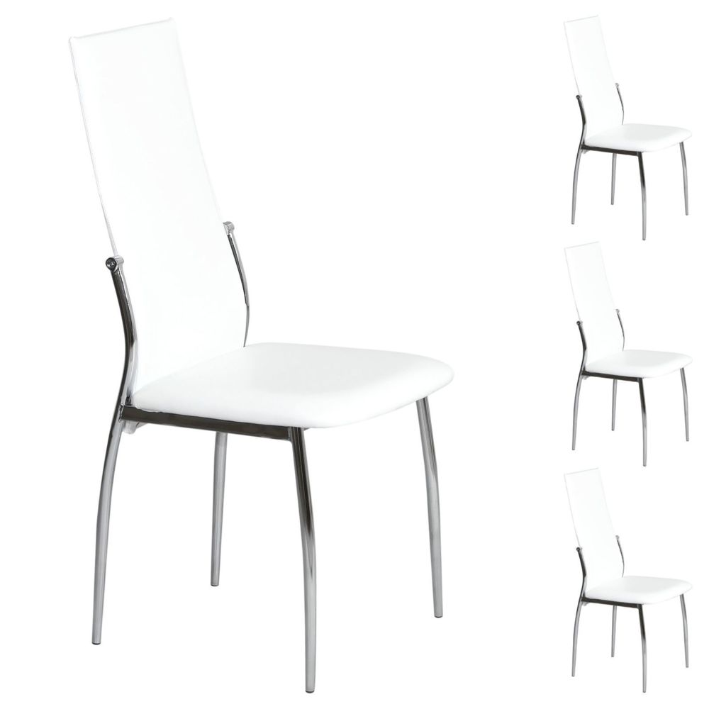 Idimex - Lot de 4 chaises DORIS, en synthétique blanc - Chaises