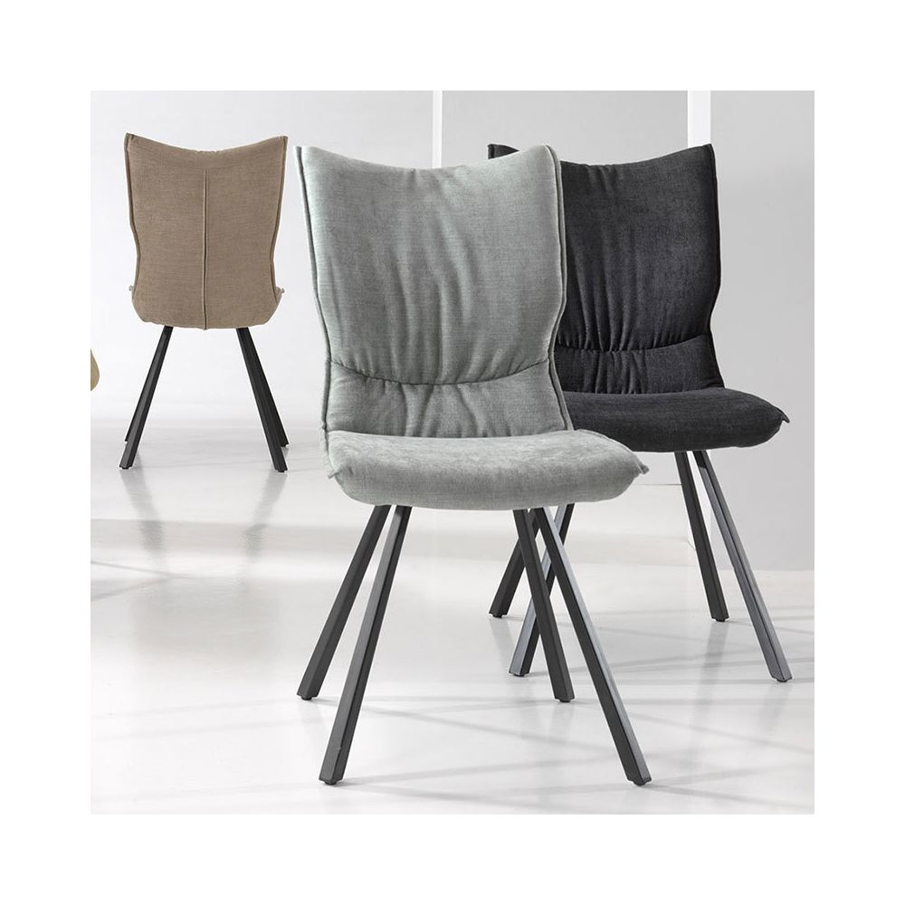 Nouvomeuble - Chaise bleue en tissu design LOUISE (lot de 2) - Chaises