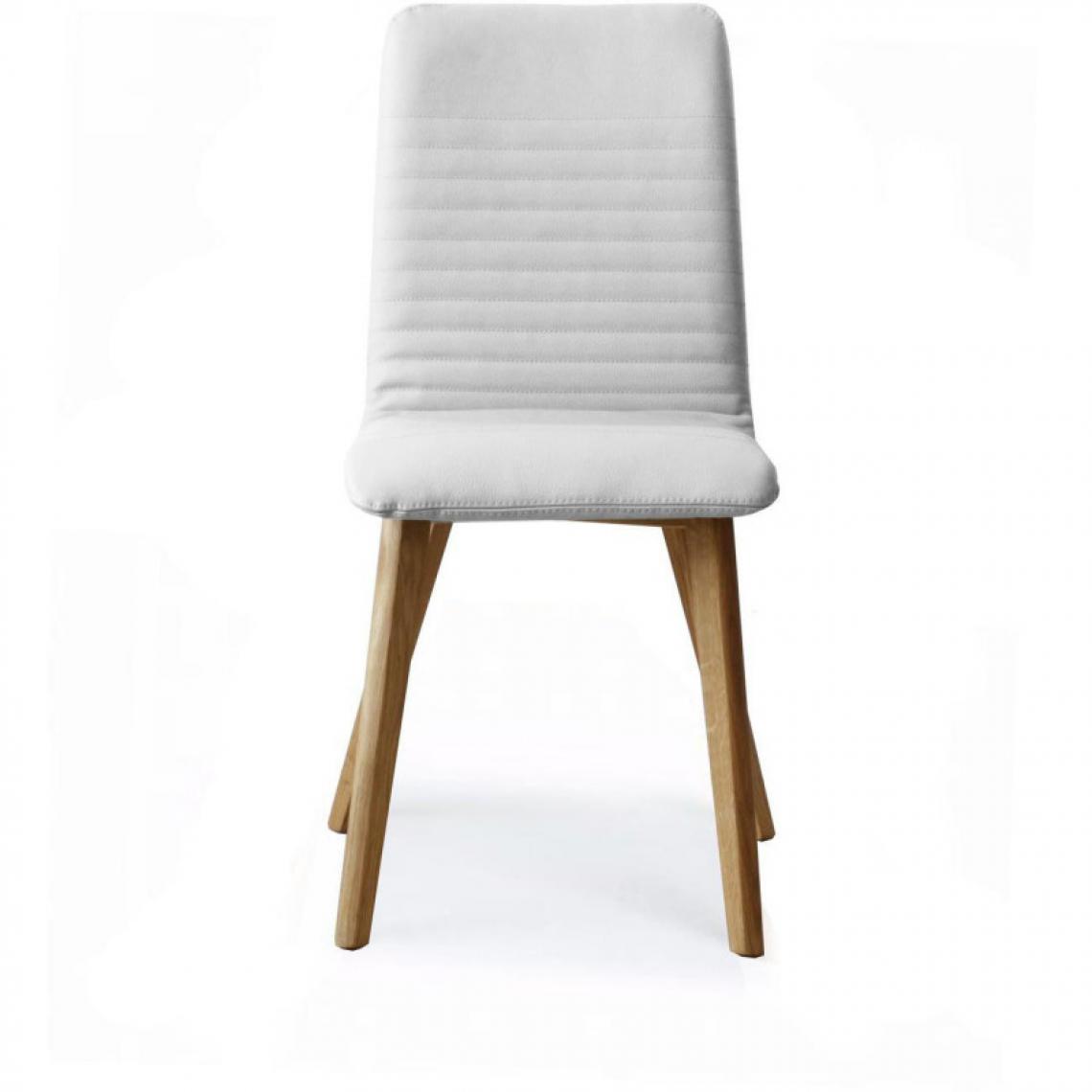 Ac-Deco - Chaise en cuir - L 43 x P 58 x H 89 cm - Blanc et beige - Chaises