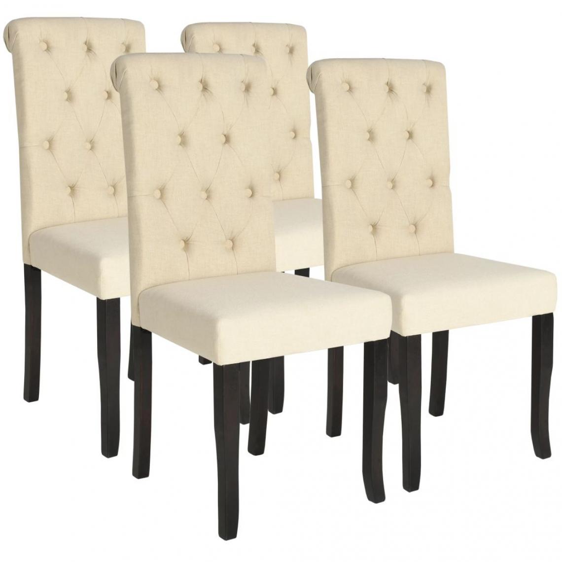 Decoshop26 - Lot de 4 chaises de salle à manger cuisine design intemporel tissu crème CDS021471 - Chaises