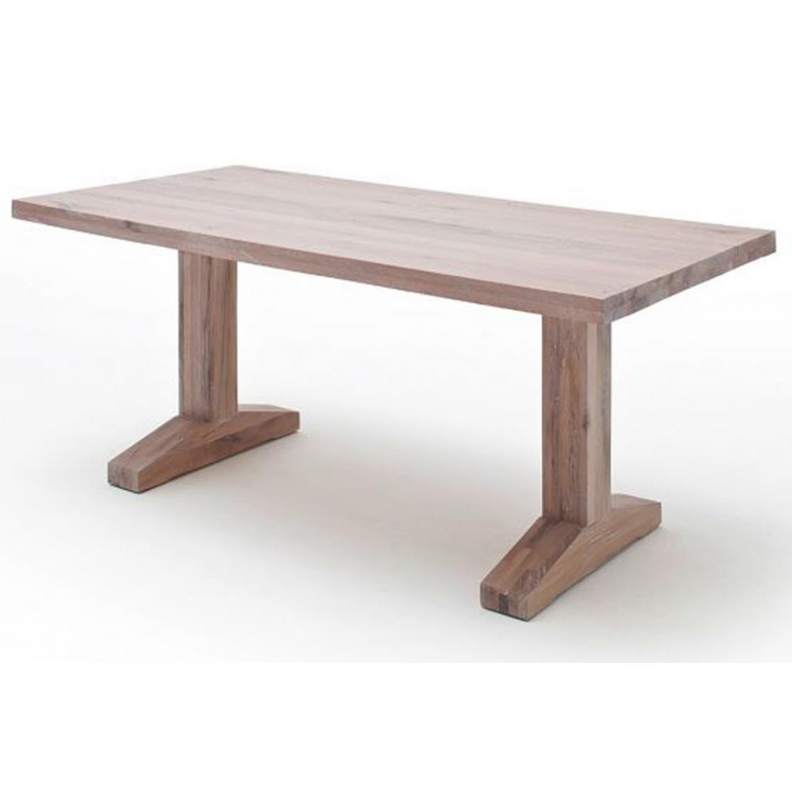 Pegane - Table à manger en chêne chaulé, laqué mat massif - L.180 x H.76 x P.90 cm - Tables à manger