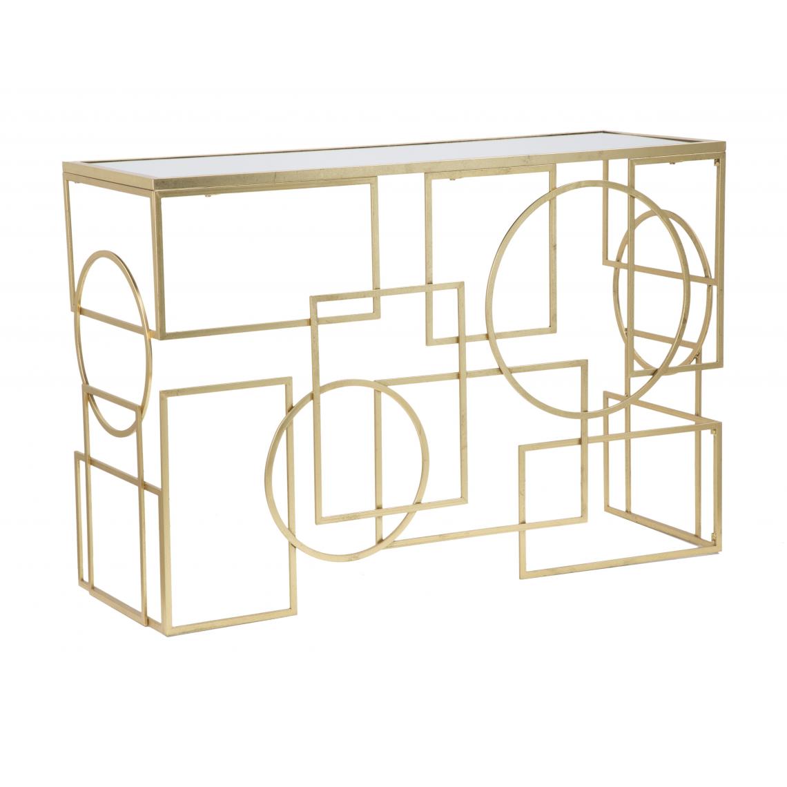 Alter - Console rectangulaire, en métal doré, avec plateau en verre miroir, couleur or, Mesure 41 x 81 x 120 cm - Tables à manger