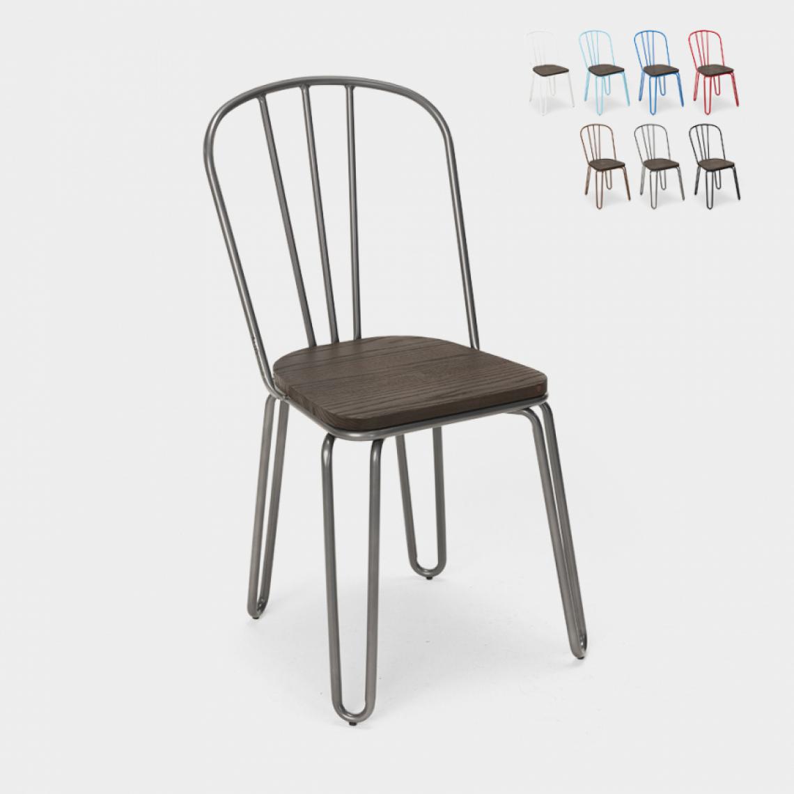 Ahd Amazing Home Design - Chaises industrielles en acier Tolix pour bar et cuisine design Ferrum, Couleur: Gris foncé - Chaises