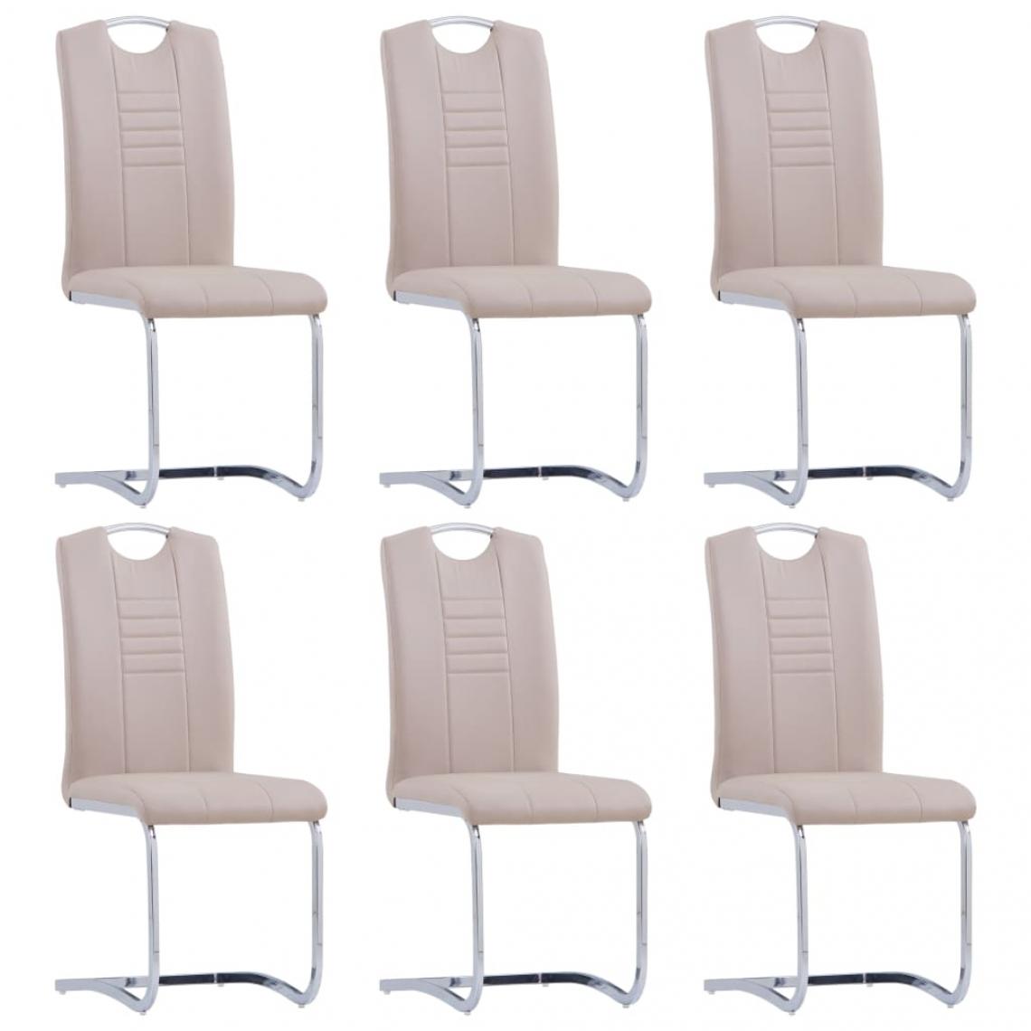 Decoshop26 - Lot de 6 chaises de salle à manger cuisine cantilever style moderne en similicuir couleur cappuccino CDS022261 - Chaises