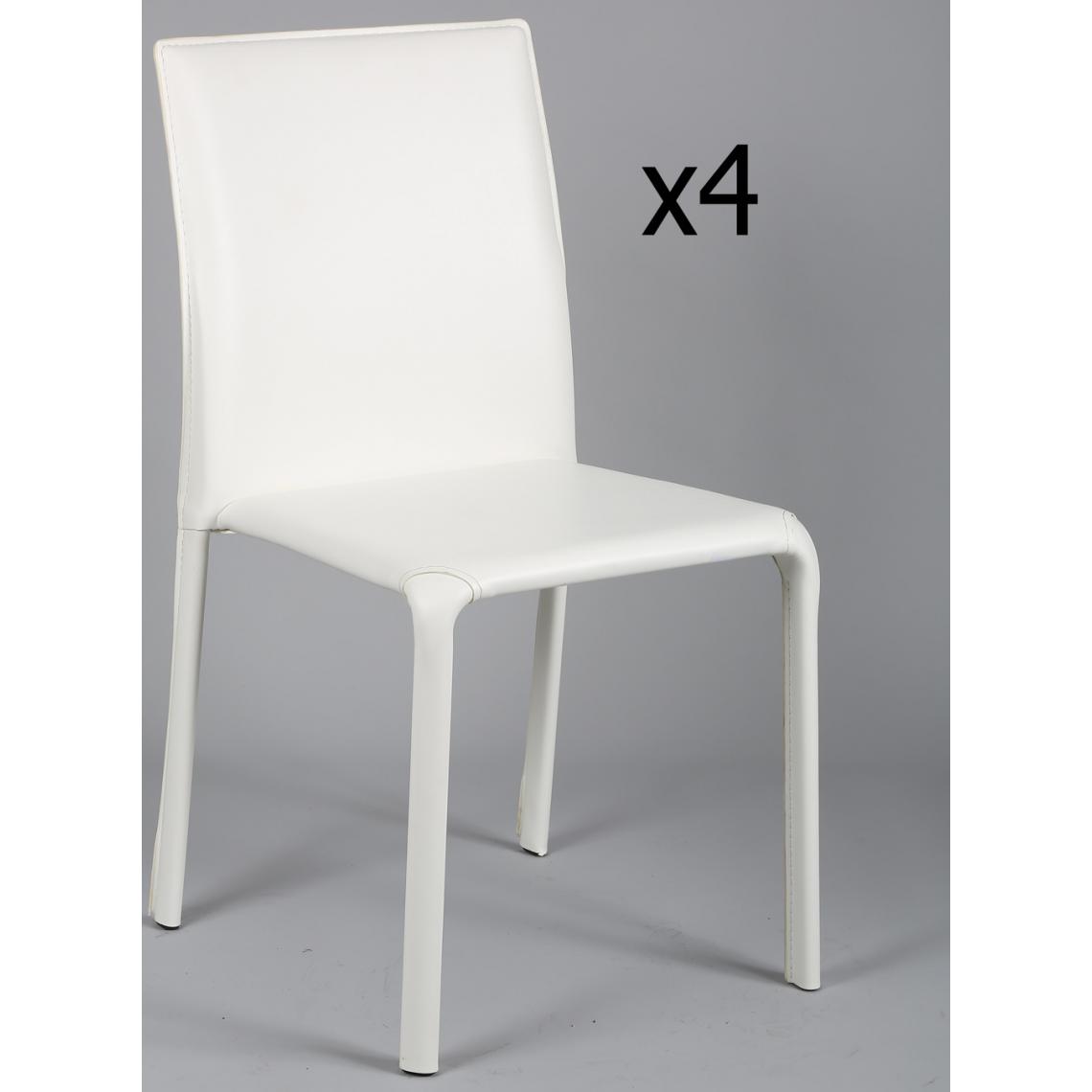 Pegane - Lot de 4 chaises en métal, recouverte de PVC blanc - Ht. 830 x Ht. Ass 450 x L 460 x l 550 mm -PEGANE- - Chaises