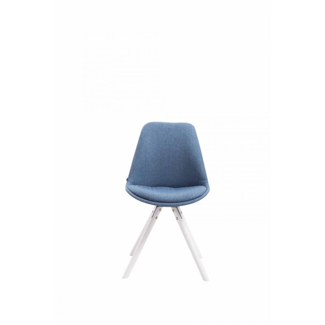 Icaverne - Stylé Chaise visiteur serie Katmandou tissu rond blanc couleur bleu - Chaises