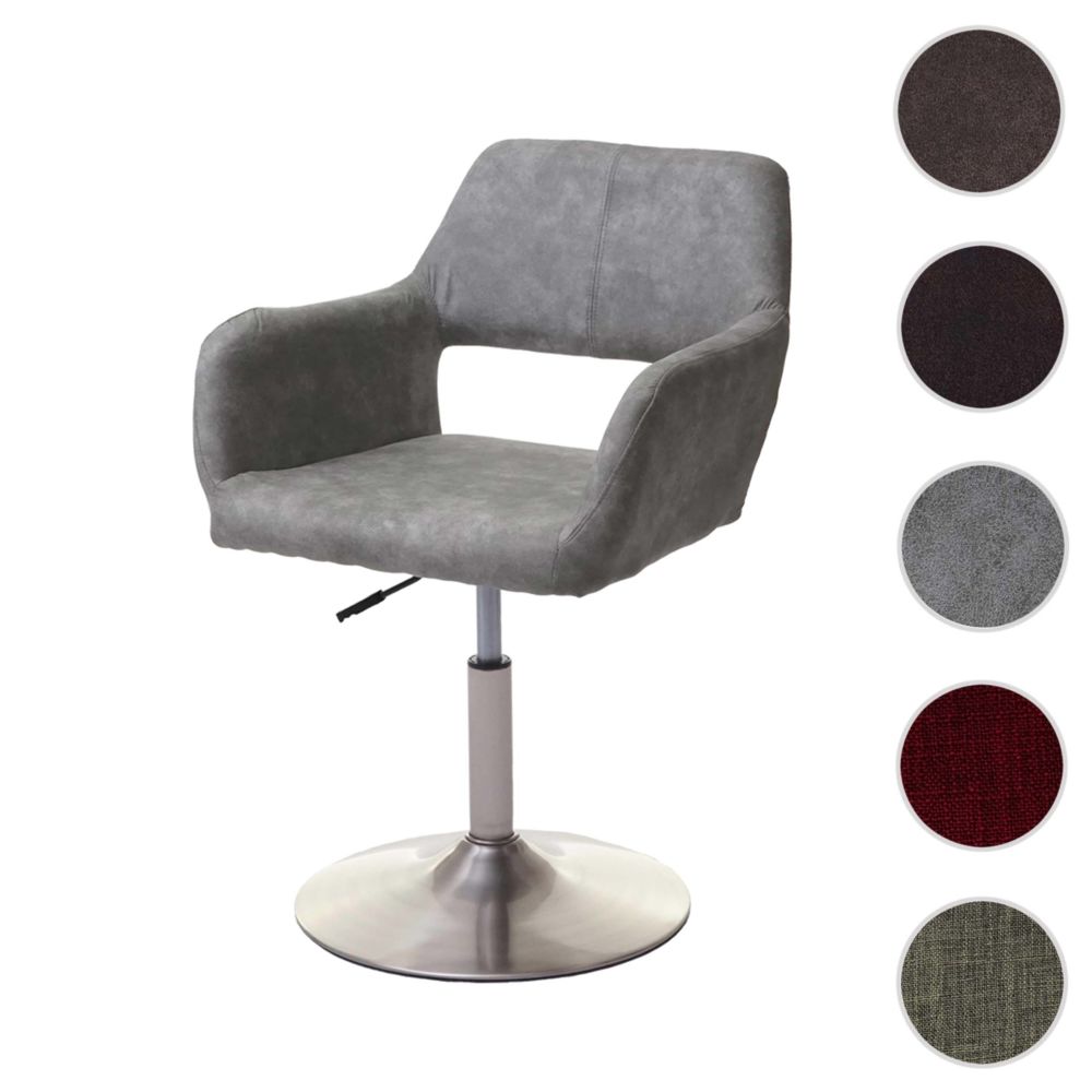 Mendler - Chaise de salle à manger HWC-A50 III, style rétro années 50, tissu ~ gris clair vintage, pied en métal brossé - Chaises
