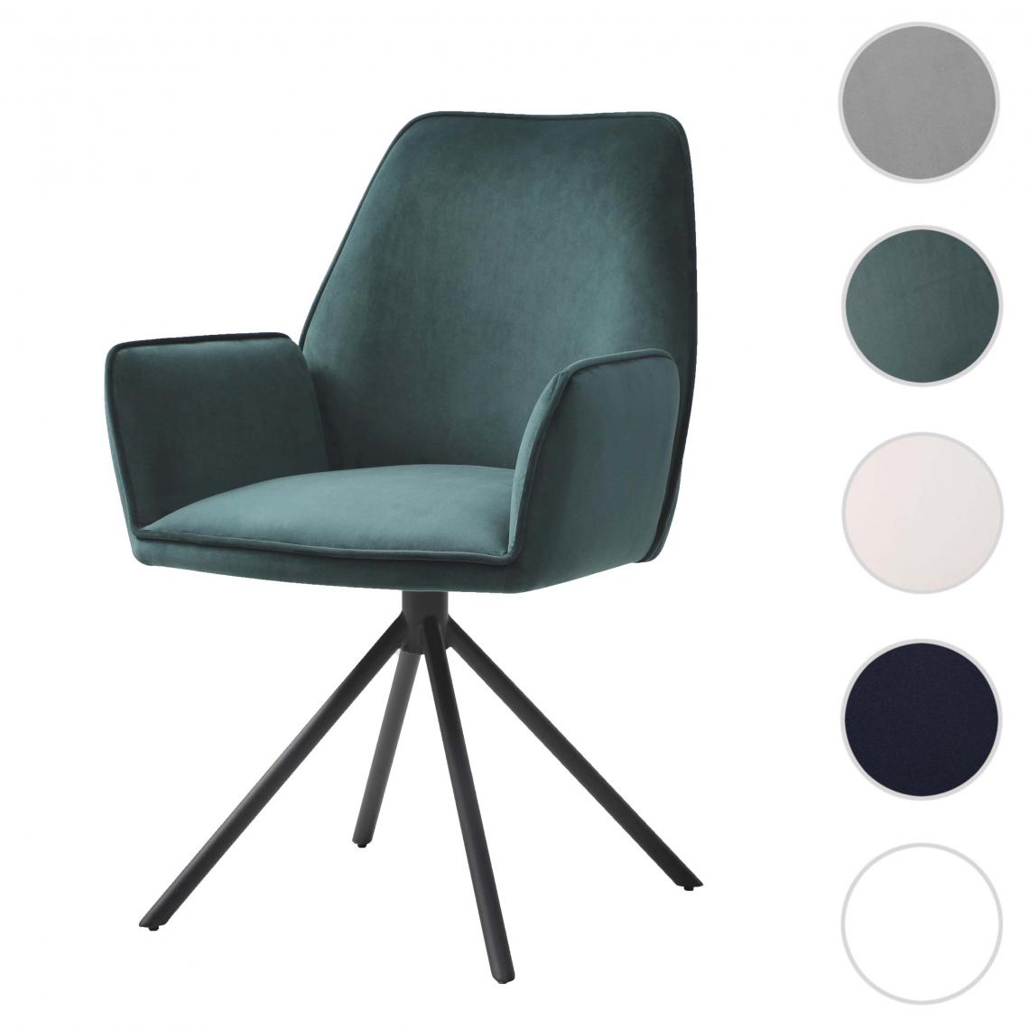 Mendler - Chaise de salle à manger HWC-G67, chaise de cuisine, pivotante, auto-position ~ velours, vert - Chaises
