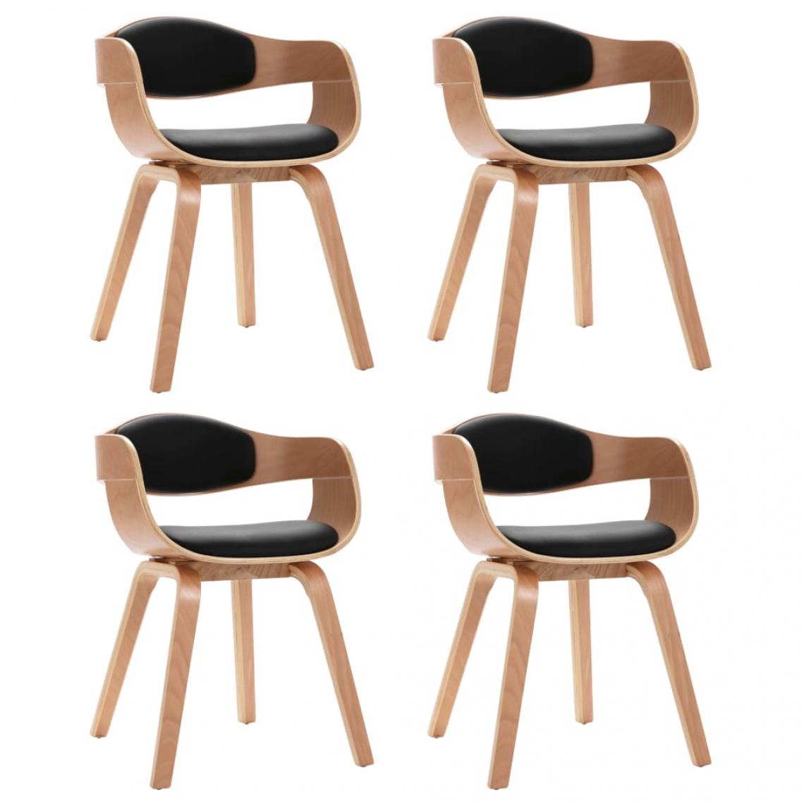 Decoshop26 - Lot de 4 chaises de salle à manger cuisine design moderne bois courbé et similicuir noir CDS021322 - Chaises