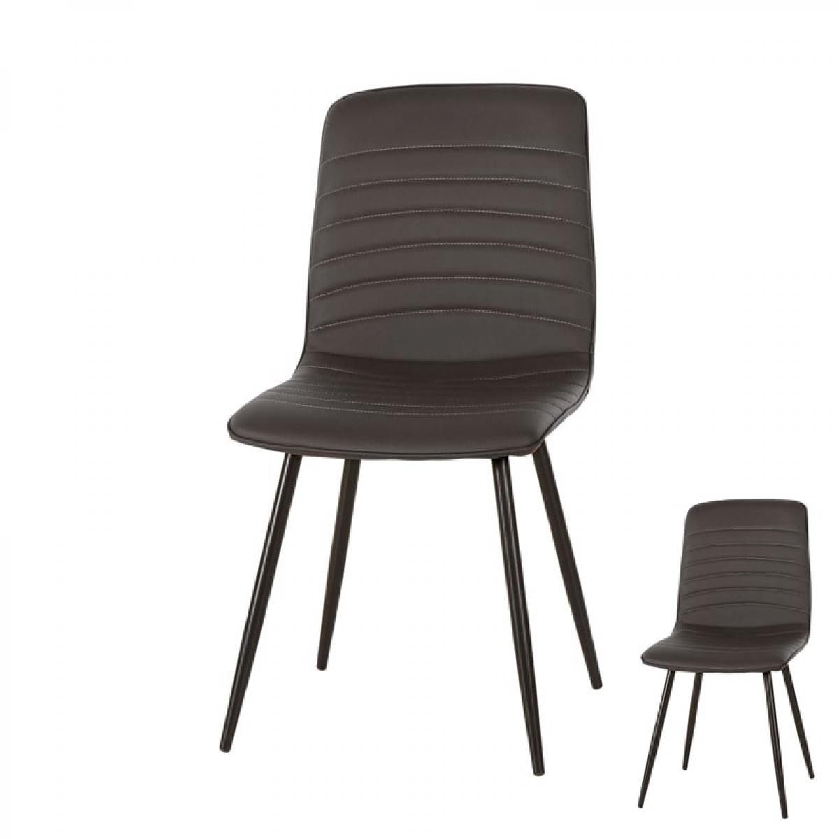 Tousmesmeubles - Duo de chaises Simili cuir Noir - SOTCHI - Chaises