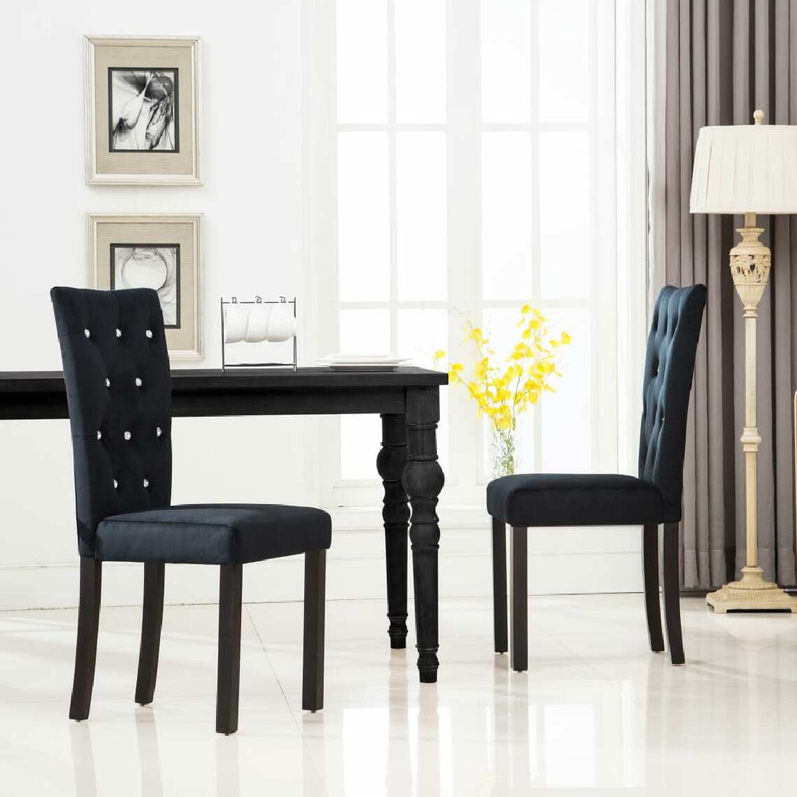 Chunhelife - Chunhelife Chaises de salle à manger 2 pcs Noir Velours - Chaises