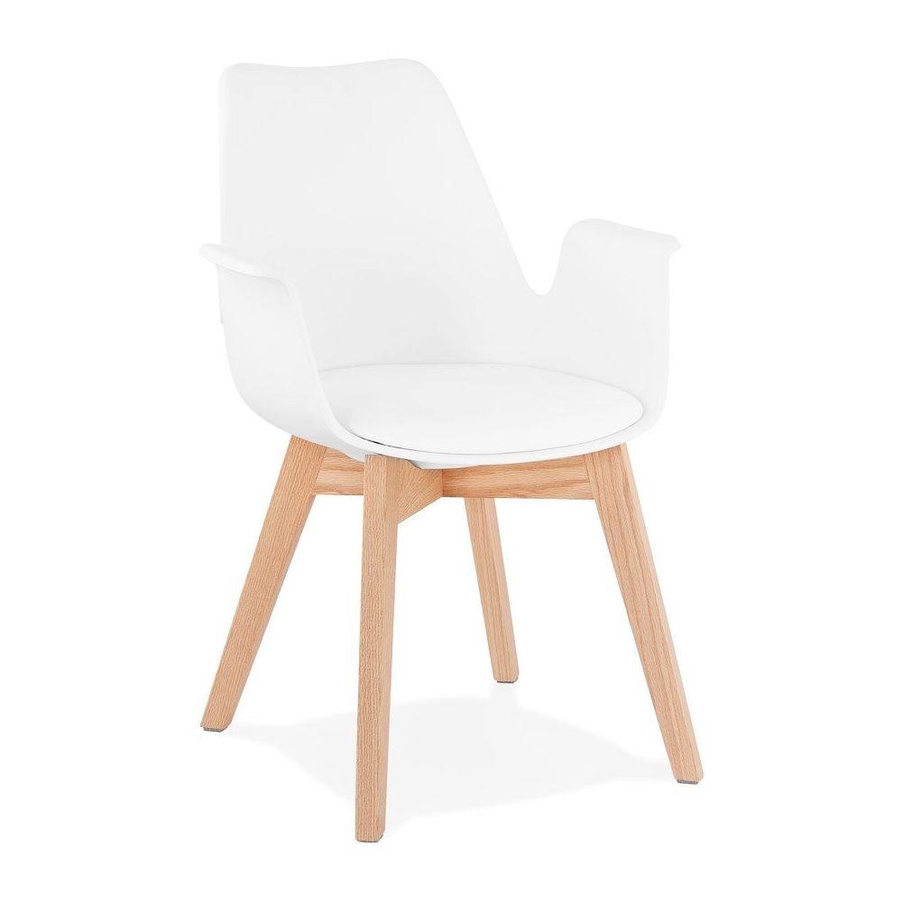 Alterego - Chaise avec accoudoirs 'MISTRAL' blanche style scandinave - Chaises