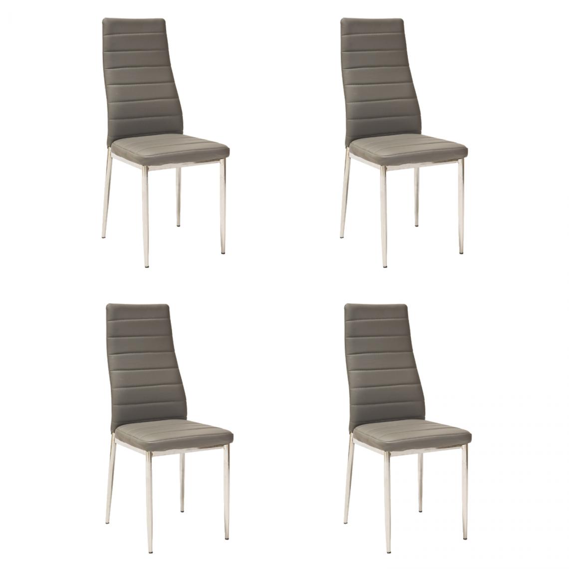 Hucoco - JOSSAN - Lot de 4 chaises élégantes pour salle à manger et salon - 96x40x38 cm - Similicuir - Gris - Chaises
