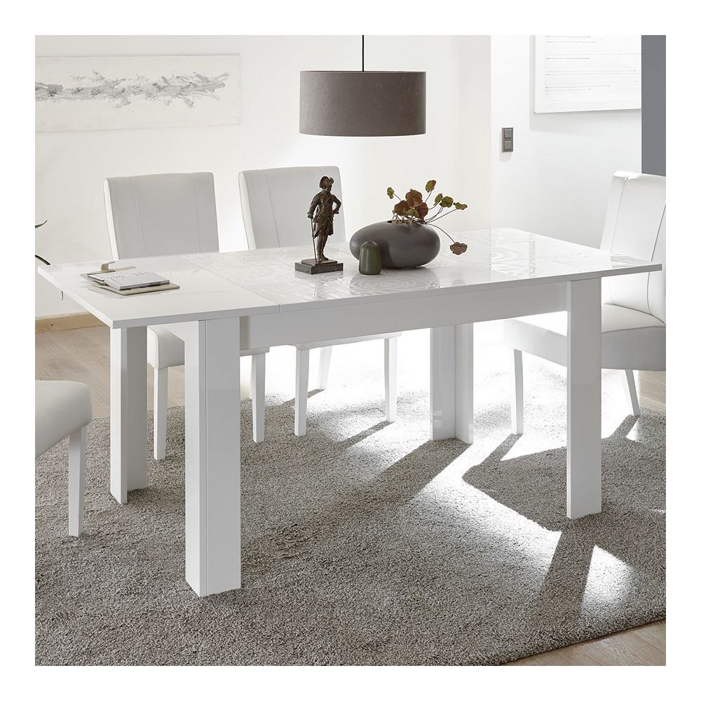 Kasalinea - Table extensible 180 cm blanc laqué design NERINA - Tables à manger