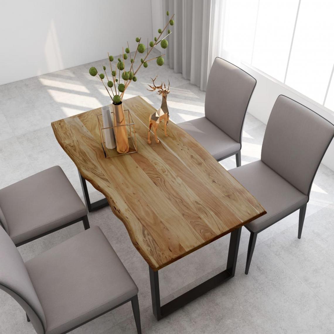 Chunhelife - Table de salle à manger 140x70x76 cm Bois d'acacia solide - Tables à manger