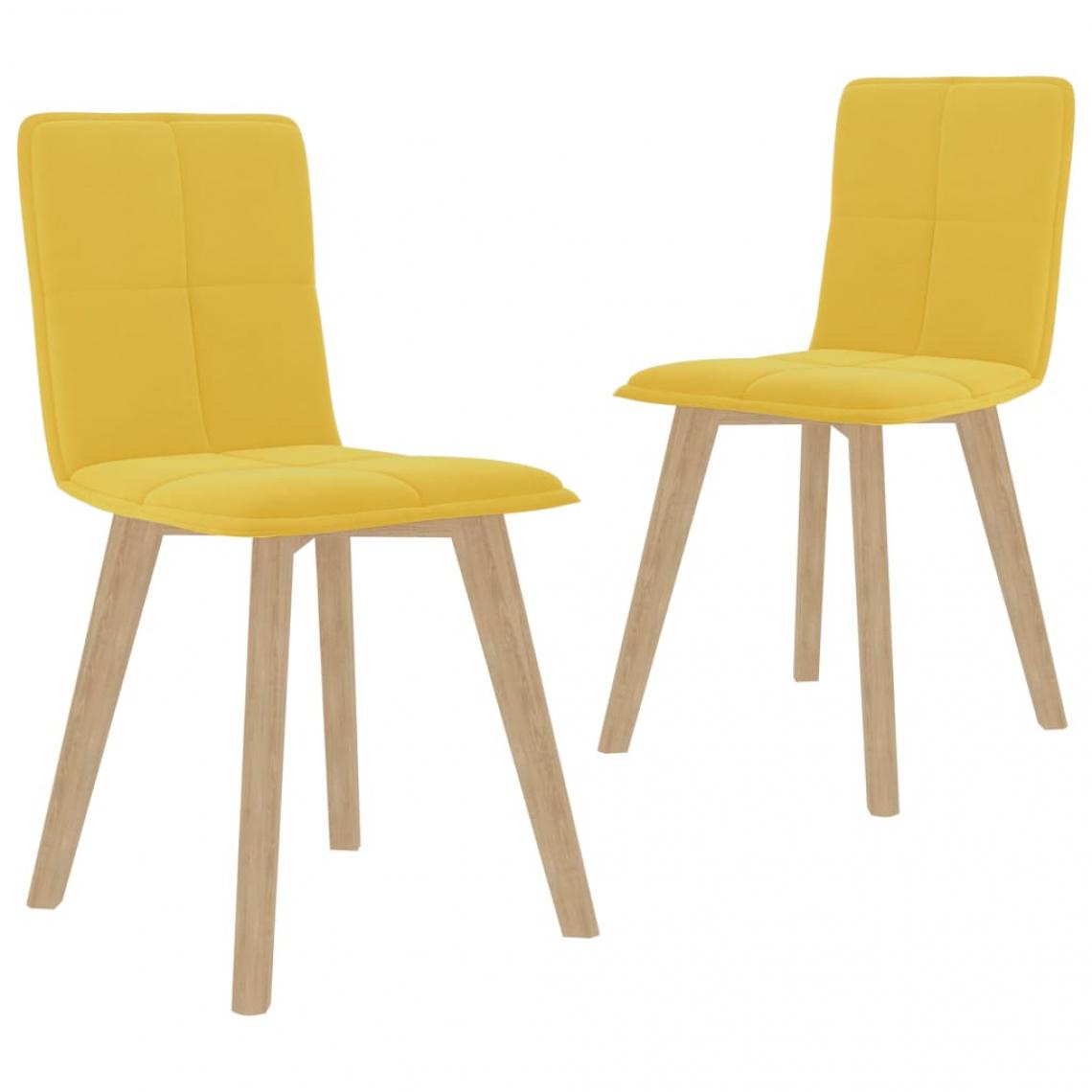 Decoshop26 - Lot de 2 chaises de salle à manger cuisine design moderne tissu jaune moutarde CDS020626 - Chaises