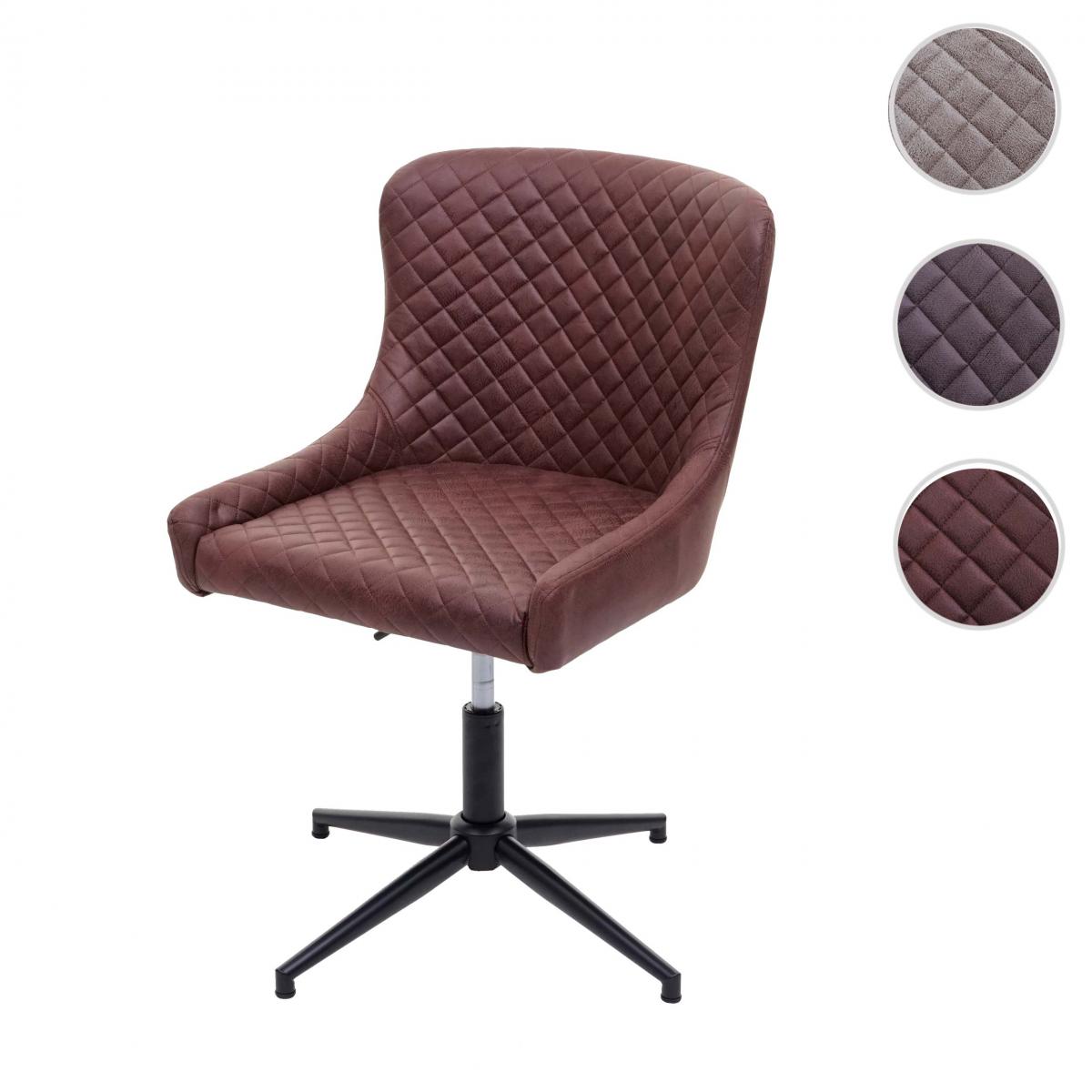 Mendler - Chaise de salle à manger HWC-H79, réglable en hauteur, pivotante, métal vintage ~ tissu-textile marron - Chaises