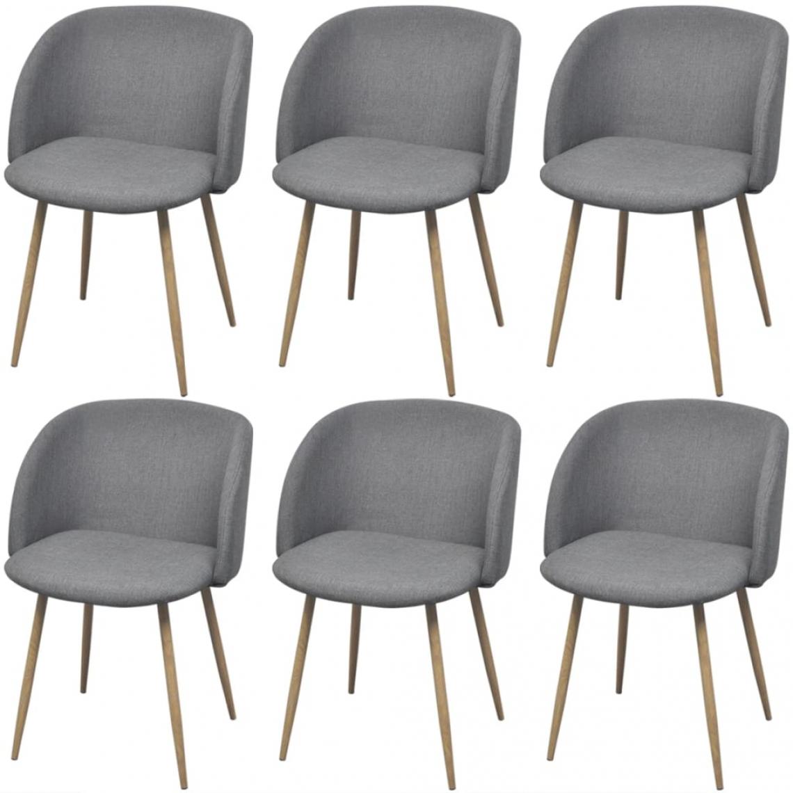 Decoshop26 - Lot de 6 chaises de salle à manger cuisine design contemporain tissu gris clair CDS022404 - Chaises