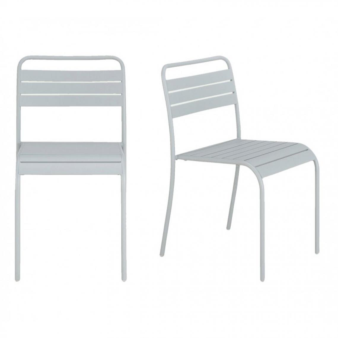 Meubletmoi - Lot 2 chaises de jardin empilables en acier gris clair - PATIO 2731 - Chaises