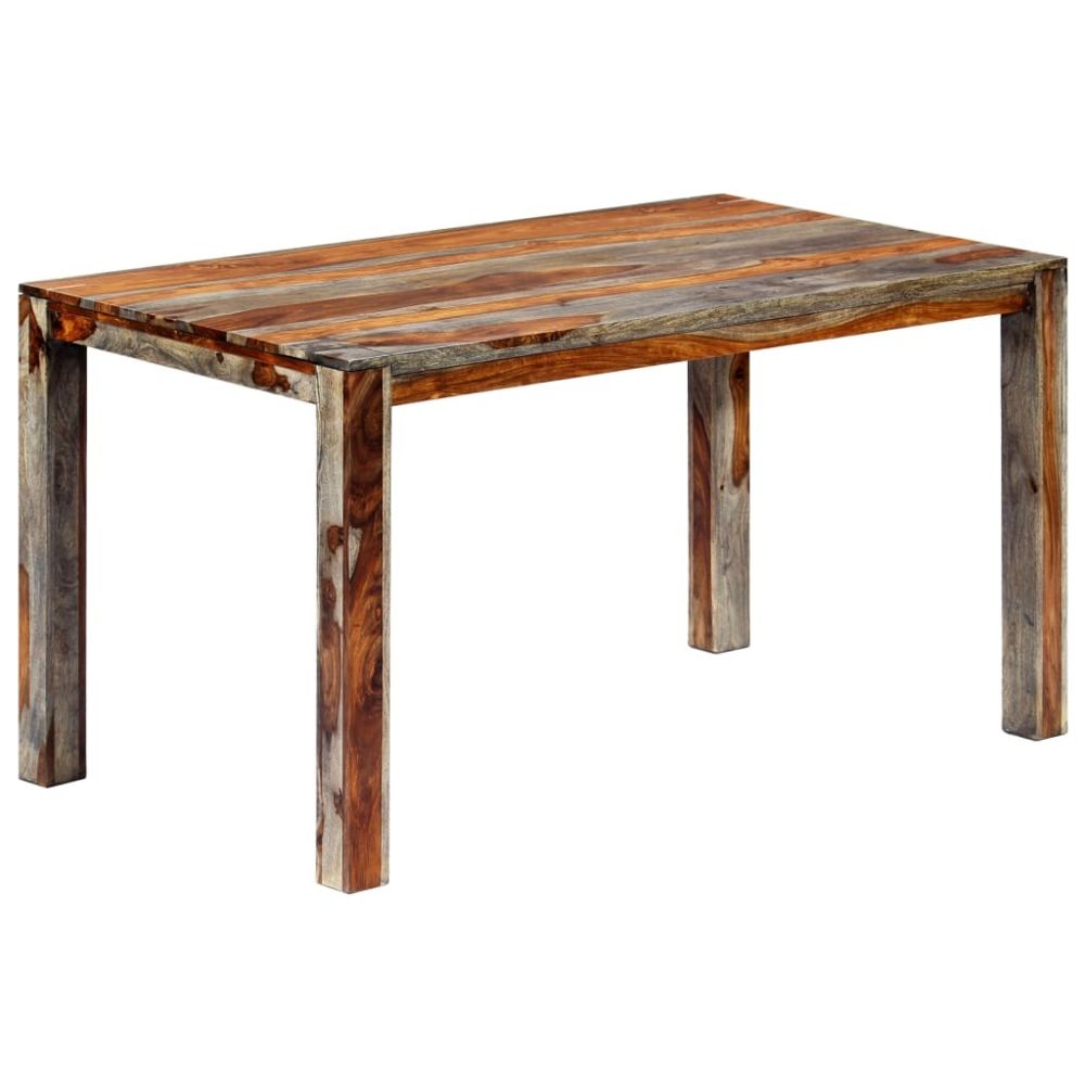 Vidaxl - vidaXL Table de salle à manger Gris 140x70x76 cm Bois de Sesham solide - Tables à manger