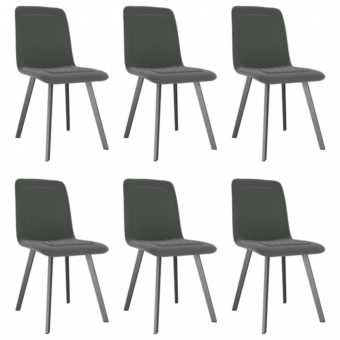 Chunhelife - Chaises de salle à manger 6 pcs Gris Velours - Chaises