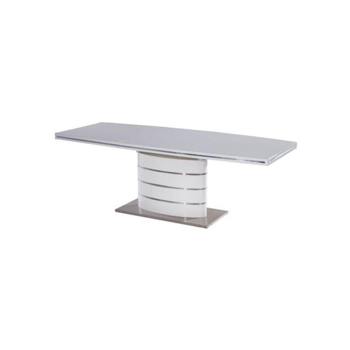 Hucoco - FANU - Table extensible éléments en acier - 160x90x77 cm - Plateau en bois MDF laqué - Table salle à manger - Blanc - Tables à manger