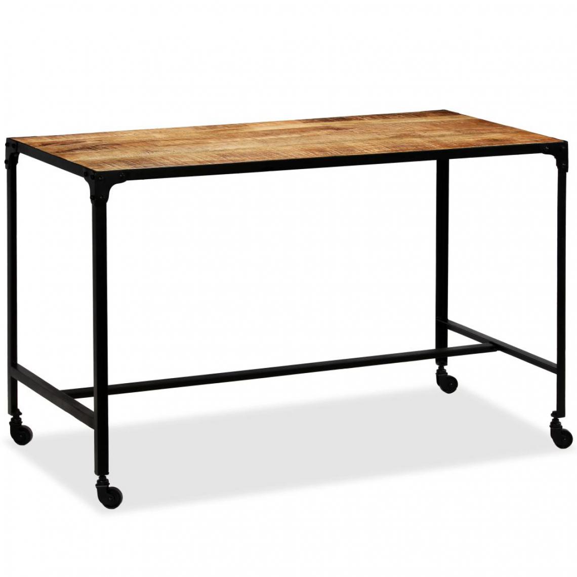 Helloshop26 - Table de salon salle à manger design bois de manguier et acier 120 cm 0902320 - Tables à manger
