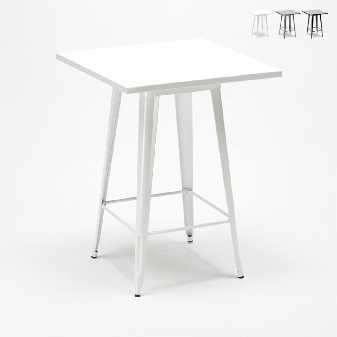 Ahd Amazing Home Design - Table haute pour tabourets Tolix acier et métal industriel 60x60 Nut, Couleur: Blanc - Tables à manger