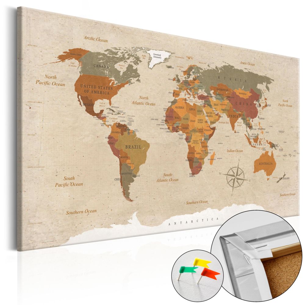 Bimago - Tableau en liège - Beige Chic [Cork Map] - Décoration, image, art | - Tableaux, peintures