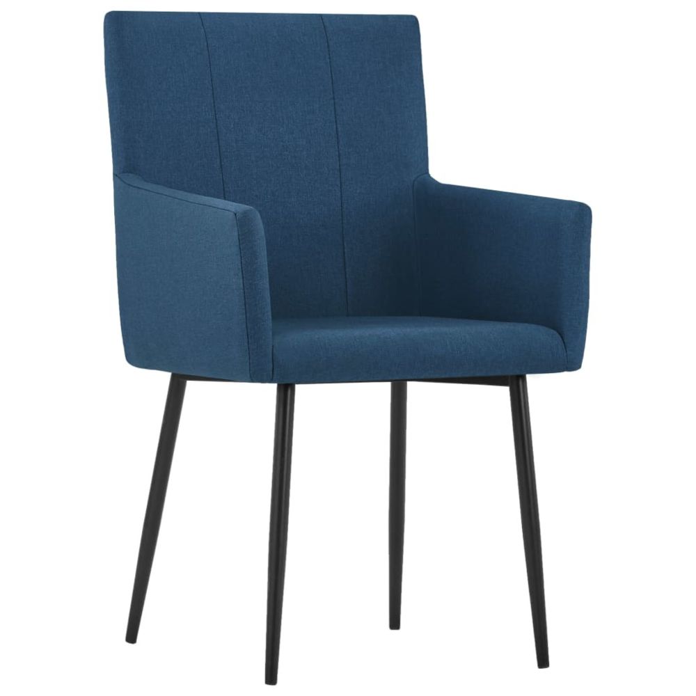 marque generique - Icaverne - Chaises de cuisine reference Chaises de salle à manger avec accoudoirs 2 pcs Bleu Tissu - Chaises