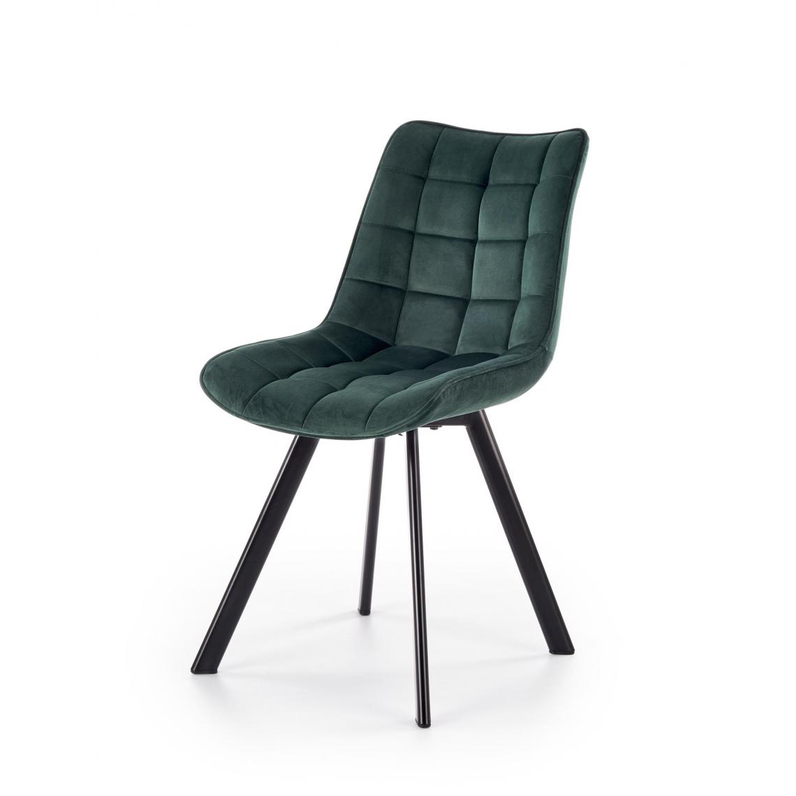 Hucoco - BENTO - Chaise rembourrée style moderne salon/chambre - 84x61x46 - Pieds en acier - Meuble de salle à manger - Vert - Chaises
