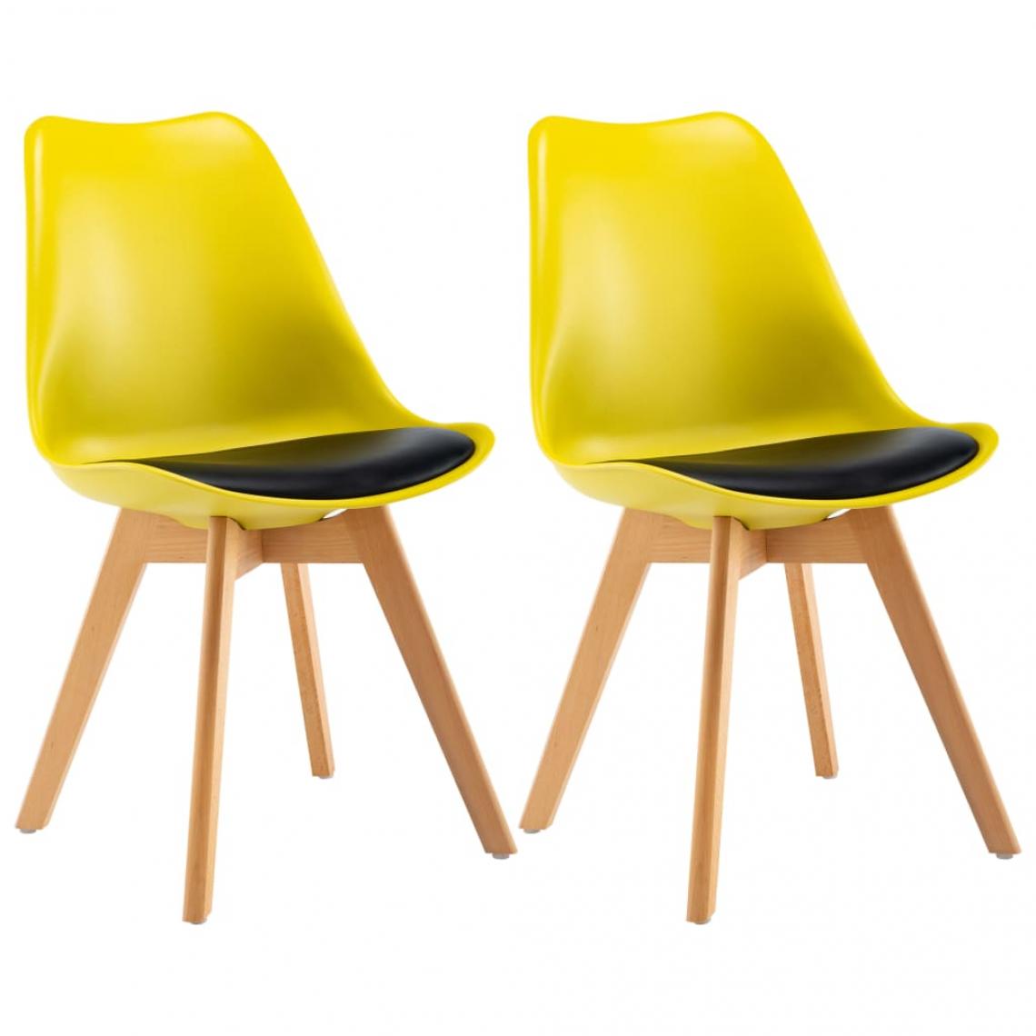 Decoshop26 - Lot de 2 chaises de salle à manger cuisine design rétro similicuir jaune et noir CDS020622 - Chaises