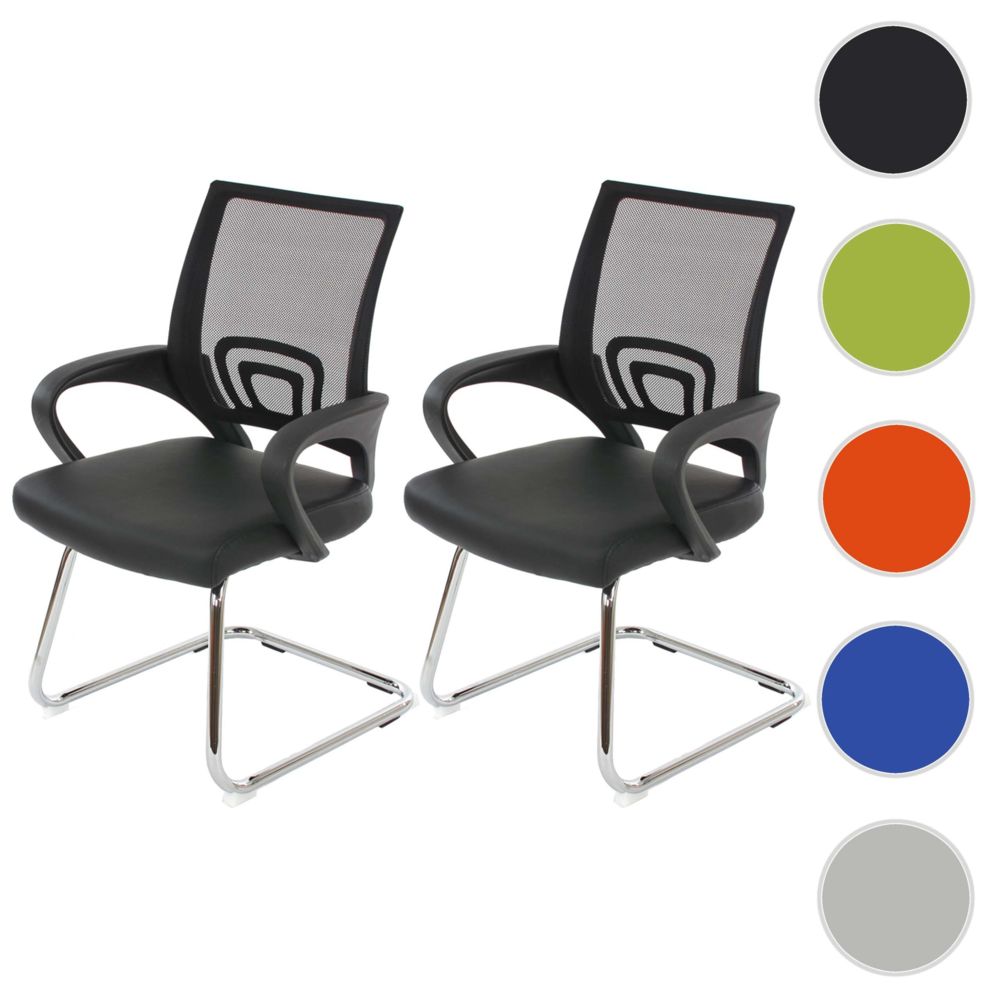 Mendler - Lot de 2 chaises de conférence / chaise visiteurs Ancona, simili-cuir, noir - Chaises